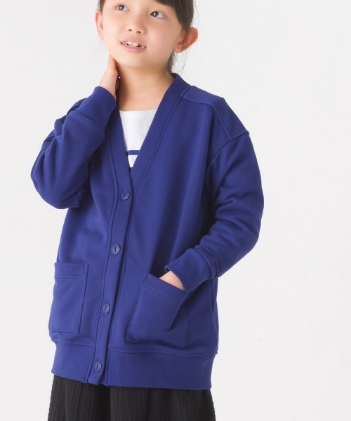 OMNES（オムネス）の「キッズ裏毛Vネックカーディガン（カーディガン/ボレロ・キッズ・ブルー/アイボリー/ブラック/ラベンダー・120/100/130/110/140/80/90）」の6枚目の写真