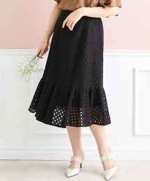 <大きいサイズ> 刺しゅうレースフレアスカート marun