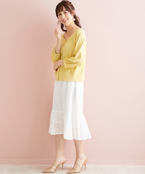 marun(マルン)の「<大きいサイズ> 刺しゅうレースフレアスカート marun(スカート・レディース・オフホワイト/ブラック・3L/LL/5L/L/4L)」の3枚目の写真