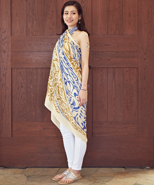 Kahiko(カヒコ)の「【kahiko】ポリネシアントライバルサローン(ストール/ショール・レディース・ブルー/ベージュ/ブラック/グリーン/グレー/ネイビー/パープル・FREE)」の11枚目の写真