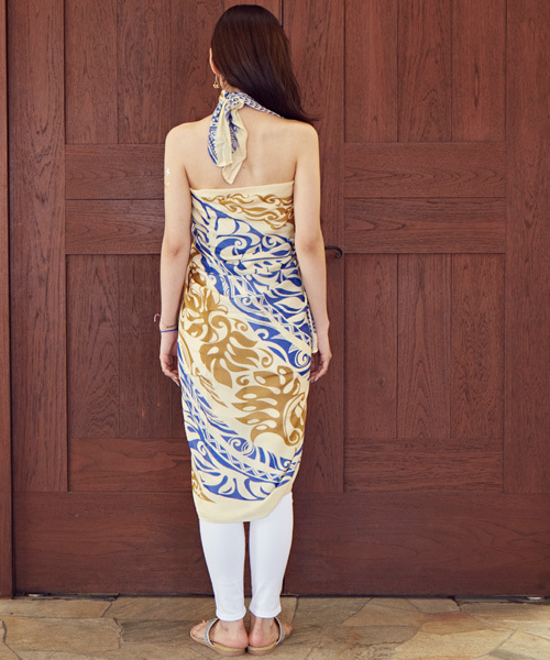 Kahiko(カヒコ)の「【kahiko】ポリネシアントライバルサローン(ストール/ショール・レディース・ブルー/ベージュ/ブラック/グリーン/グレー/ネイビー/パープル・FREE)」の12枚目の写真