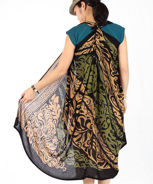 Kahiko(カヒコ)の「【kahiko】ポリネシアントライバルサローン(ストール/ショール・レディース・ブルー/ベージュ/ブラック/グリーン/グレー/ネイビー/パープル・FREE)」の8枚目の写真