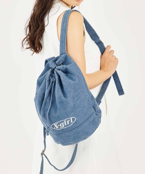 X-girl(エックスガール)の「MINI KNAPSACK(バックパック/リュック・レディース・ブラック/オフホワイト/ライトブルー・ONE SIZE)」の8枚目の写真