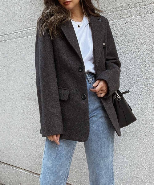 esutoreja（エストレジャ）の「アースカラーカジュアルジャケット（テーラードジャケット・レディース・グレー/カーキ/ベージュ・FREE）」の10枚目の写真