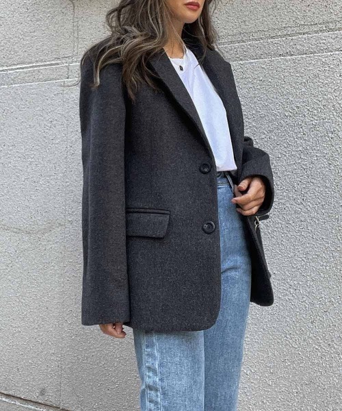 esutoreja（エストレジャ）の「アースカラーカジュアルジャケット（テーラードジャケット・レディース・グレー/カーキ/ベージュ・FREE）」の14枚目の写真