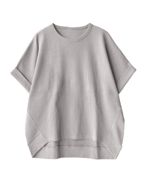 zootie(ズーティー)の「ワッフルカットソー ロールアップ ドルマンスリーブ プルオーバー(Tシャツ/カットソー・レディース・ブラック/オフホワイト/オレンジ/ダークグリーン/マスタード/ライトグレー/グレイッシュベージュ/ミント/チャコール/アイボリー/ワインレッド/ネイビー・フリー)」の16枚目の写真