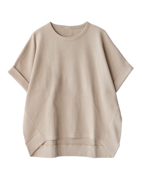zootie(ズーティー)の「ワッフルカットソー ロールアップ ドルマンスリーブ プルオーバー(Tシャツ/カットソー・レディース・ブラック/オフホワイト/オレンジ/ダークグリーン/マスタード/ライトグレー/グレイッシュベージュ/ミント/チャコール/アイボリー/ワインレッド/ネイビー・フリー)」の13枚目の写真
