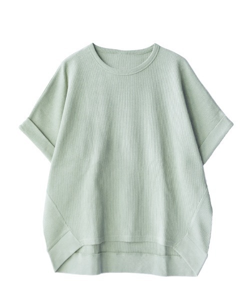 zootie(ズーティー)の「ワッフルカットソー ロールアップ ドルマンスリーブ プルオーバー(Tシャツ/カットソー・レディース・ブラック/オフホワイト/オレンジ/ダークグリーン/マスタード/ライトグレー/グレイッシュベージュ/ミント/チャコール/アイボリー/ワインレッド/ネイビー・フリー)」の21枚目の写真