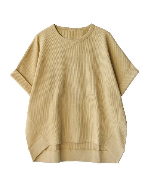 zootie(ズーティー)の「ワッフルカットソー ロールアップ ドルマンスリーブ プルオーバー(Tシャツ/カットソー・レディース・ブラック/オフホワイト/オレンジ/ダークグリーン/マスタード/ライトグレー/グレイッシュベージュ/ミント/チャコール/アイボリー/ワインレッド/ネイビー・フリー)」の19枚目の写真