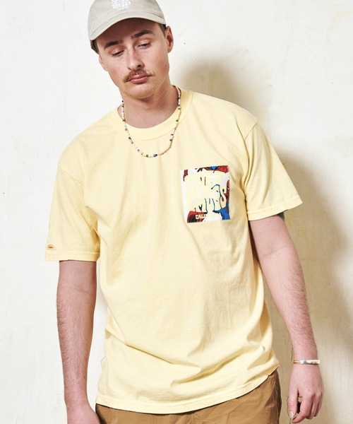 SALT&MUGS(ソルトアンドマグス)の「VINTAGE FABRIC PKT TEE(Tシャツ/カットソー・メンズ・ブルー/オレンジ/ホワイト/イエロー・SMALL/MEDIUM/X-LARGE/LARGE)」の1枚目の写真