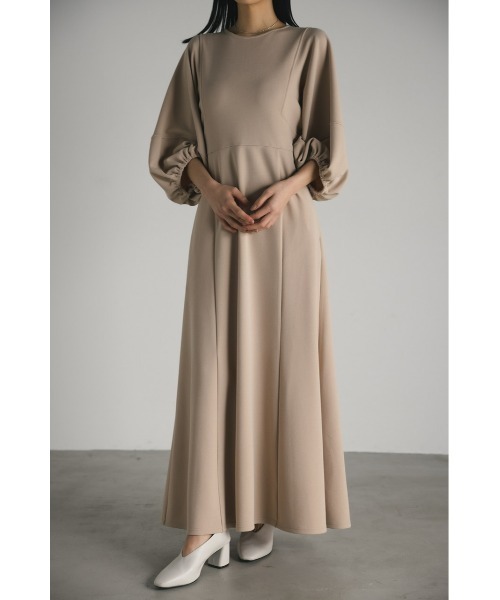 ランタンスリーブジャージーワンピース