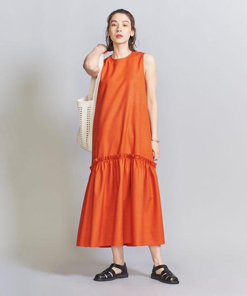 【Beauty&youth】リネンライク ティアードノースリーブワンピース BEAUTY&YOUTH UNITED ARROWS（ビューティーアンドユース