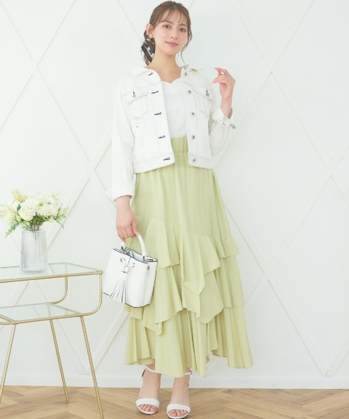 WILLSELECTION（ウィルセレクション）の「ティアードロングスカート（スカート・レディース・ピンク/グリーン/ブラック・MEDIUM）」の8枚目の写真