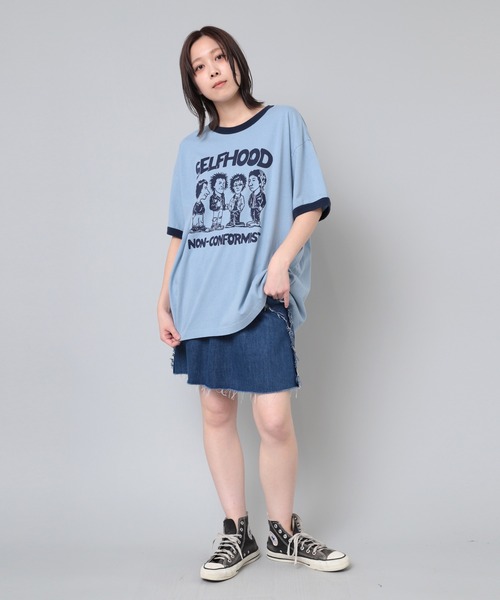 RNA（アールエヌエー）の「M2063 ＳＥＬＦＨＯＯＤリンガーＢＩＧ　Ｔ（Tシャツ/カットソー・レディース・ライトブルー/ホワイト/スミクロ・MEDIUM）」の20枚目の写真