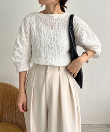 CAPRICIEUX LE'MAGE | 5分袖シャーリングパフプルオーバー(Tシャツ/カットソー)