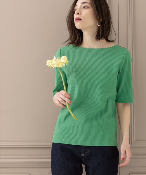 OPAQUE.CLIP（オペークドットクリップ）の「◆GIZAコットン リブカットソー【洗濯機洗い可】（Tシャツ/カットソー・レディース・ブラック/グリーン/オフホワイト/ライトベージュ・34/36/38/40/42）」の17枚目の写真