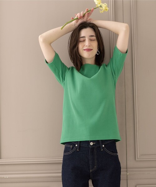 OPAQUE.CLIP（オペークドットクリップ）の「◆GIZAコットン リブカットソー【洗濯機洗い可】（Tシャツ/カットソー・レディース・ブラック/グリーン/オフホワイト/ライトベージュ・34/36/38/40/42）」の18枚目の写真