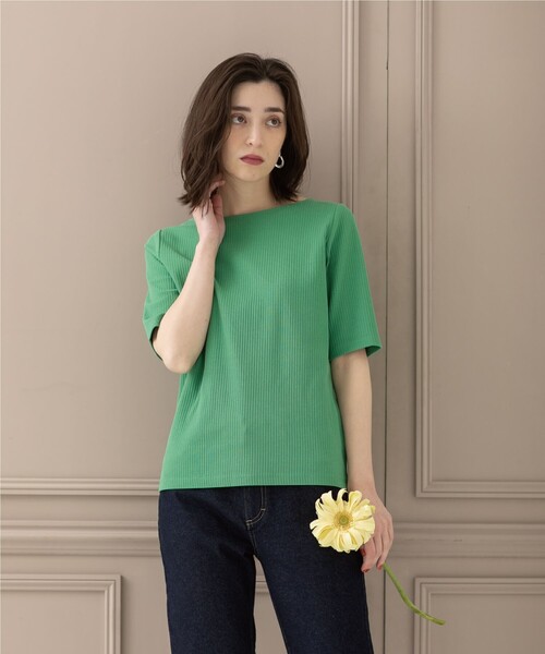 OPAQUE.CLIP（オペークドットクリップ）の「◆GIZAコットン リブカットソー【洗濯機洗い可】（Tシャツ/カットソー・レディース・ブラック/グリーン/オフホワイト/ライトベージュ・34/36/38/40/42）」の19枚目の写真