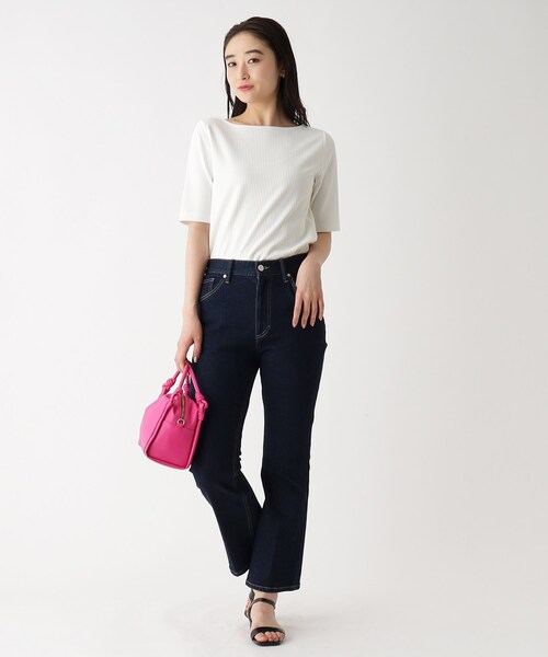 OPAQUE.CLIP（オペークドットクリップ）の「◆GIZAコットン リブカットソー【洗濯機洗い可】（Tシャツ/カットソー・レディース・ブラック/グリーン/オフホワイト/ライトベージュ・34/36/38/40/42）」の21枚目の写真