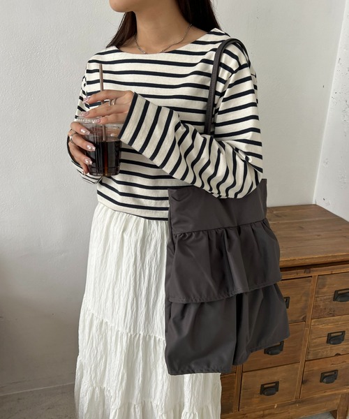 DISCOAT（ディスコート）の「【WEB限定】ティアードフリルトートバッグ（トートバッグ・レディース・チャコールグレー/イエロー/アイボリー・FREE）」の11枚目の写真