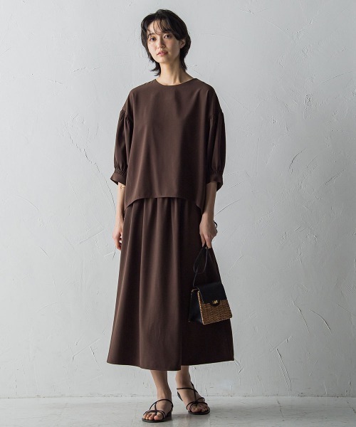 MAYSON GREY(メイソングレイ)の「タックフレアスカート≪セットアップ対応≫(スカート・レディース・ブラウン/グリーン/オフホワイト/ブラック・M)」の7枚目の写真
