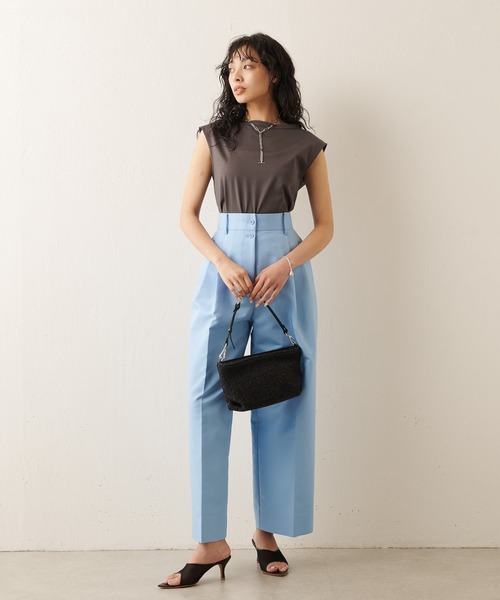 Whim Gazette(ウィムガゼット)の「ベーシックフレンチスリーブプルオーバー(Tシャツ/カットソー・レディース・チャコールグレー/オフホワイト・FREE)」の4枚目の写真