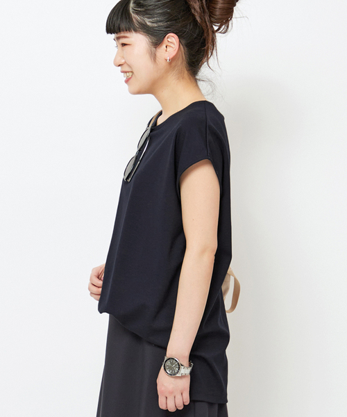 【新品】AP STUDIO フレンチスリーブカットソー　ネイビー AP STUDIO（エーピーストゥディオ）の「フレンチスリーブ
