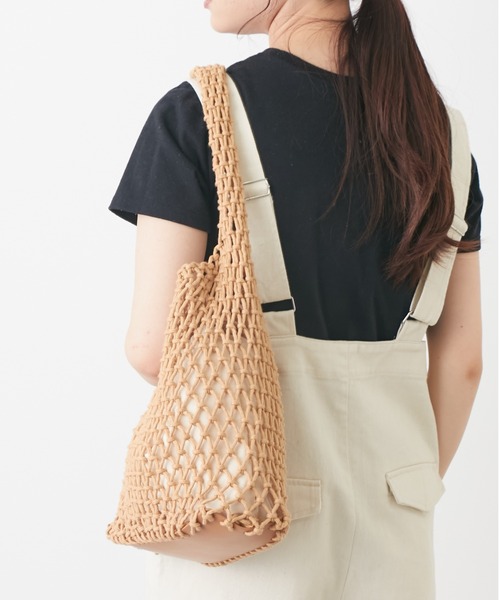 Actually（アクチュアリー）の「マクラメバッグ（トートバッグ・レディース・ブラック/ベージュ/グリーン/ブルー・フリー）」の9枚目の写真