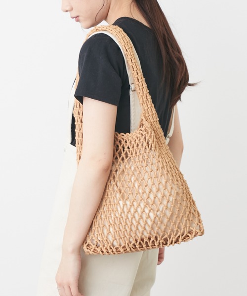 Actually（アクチュアリー）の「マクラメバッグ（トートバッグ・レディース・ブラック/ベージュ/グリーン/ブルー・フリー）」の15枚目の写真