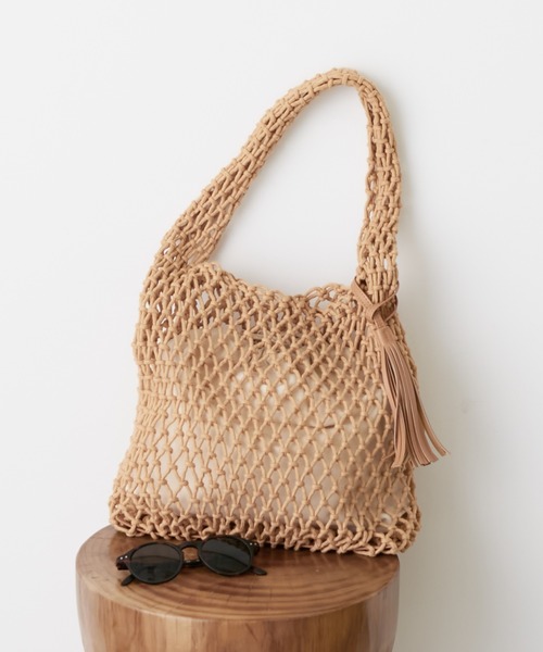 Actually（アクチュアリー）の「マクラメバッグ（トートバッグ・レディース・ブラック/ベージュ/グリーン/ブルー・フリー）」の11枚目の写真