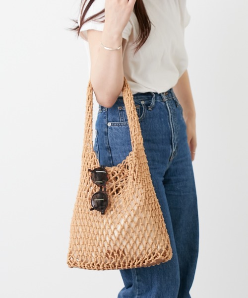 Actually（アクチュアリー）の「マクラメバッグ（トートバッグ・レディース・ブラック/ベージュ/グリーン/ブルー・フリー）」の6枚目の写真