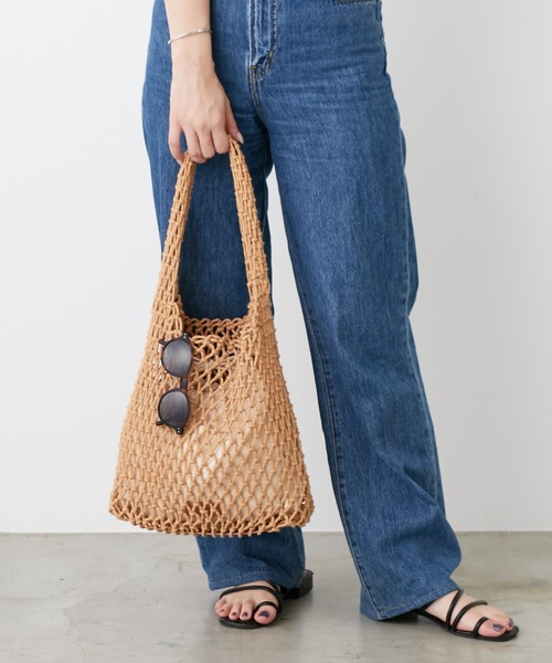 Actually（アクチュアリー）の「マクラメバッグ（トートバッグ・レディース・ブラック/ベージュ/グリーン/ブルー・フリー）」の17枚目の写真