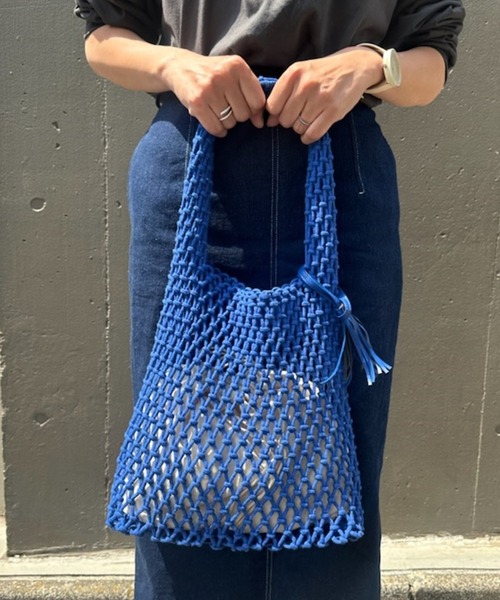 Actually（アクチュアリー）の「マクラメバッグ（トートバッグ・レディース・ブラック/ベージュ/グリーン/ブルー・フリー）」の21枚目の写真