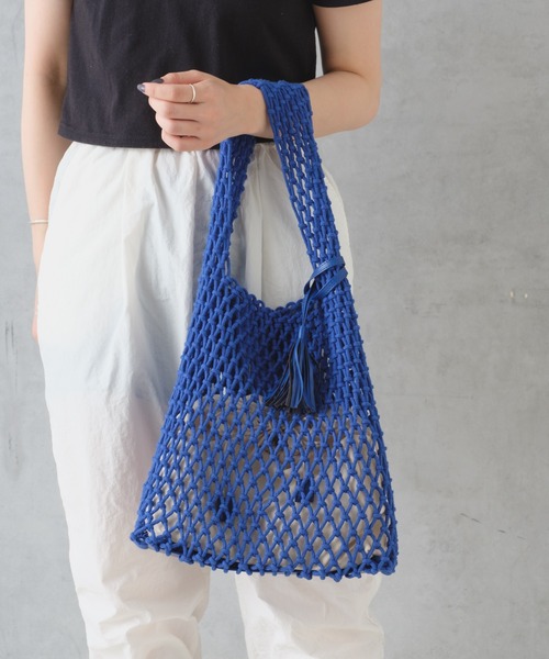 Actually（アクチュアリー）の「マクラメバッグ（トートバッグ・レディース・ブラック/ベージュ/グリーン/ブルー・フリー）」の20枚目の写真