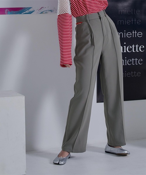 miette（ミエット）の「サイドカットセミワイドパンツ（その他パンツ・レディース・ブルー/グレー/ブラック・FREE）」の3枚目の写真