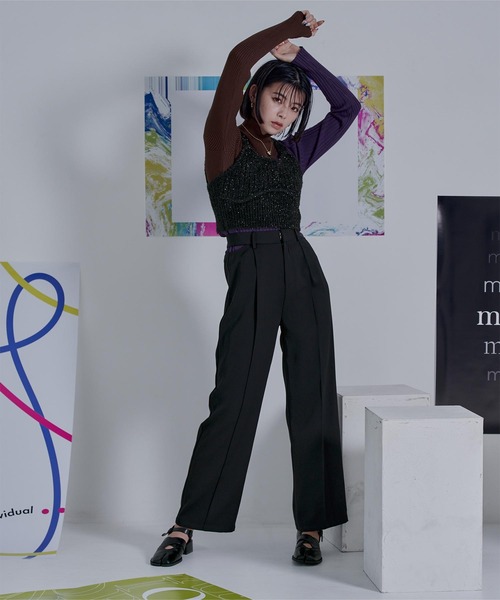 miette（ミエット）の「サイドカットセミワイドパンツ（その他パンツ・レディース・ブルー/グレー/ブラック・FREE）」の4枚目の写真