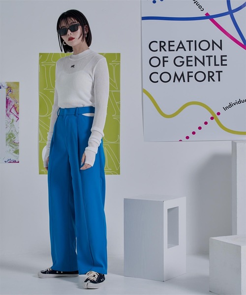 miette（ミエット）の「サイドカットセミワイドパンツ（その他パンツ・レディース・ブルー/グレー/ブラック・FREE）」の8枚目の写真