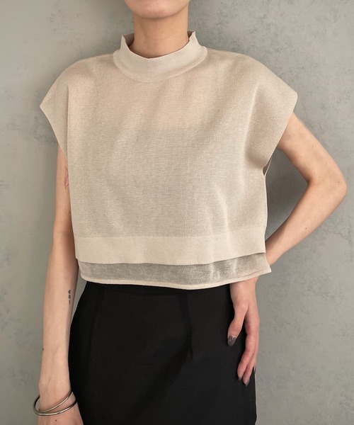 &g'aime（アンジェム）の「【&g’aime】バックオープンショートニット（ニット/セーター・レディース・パープル/グレイッシュベージュ/ブラック・FREE）」の9枚目の写真