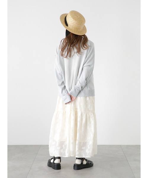 ehka sopo（エヘカソポ）の「シアー花柄ジャカードワンピース（ワンピース・レディース・サックスブルー/ブラック/キナリ・F）」の5枚目の写真