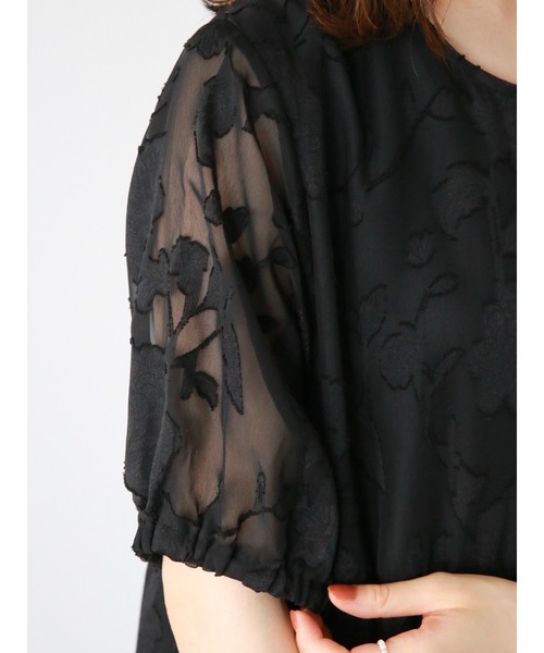 ehka sopo（エヘカソポ）の「シアー花柄ジャカードワンピース（ワンピース・レディース・サックスブルー/ブラック/キナリ・F）」の17枚目の写真