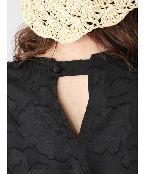 ehka sopo（エヘカソポ）の「シアー花柄ジャカードワンピース（ワンピース・レディース・サックスブルー/ブラック/キナリ・F）」の18枚目の写真