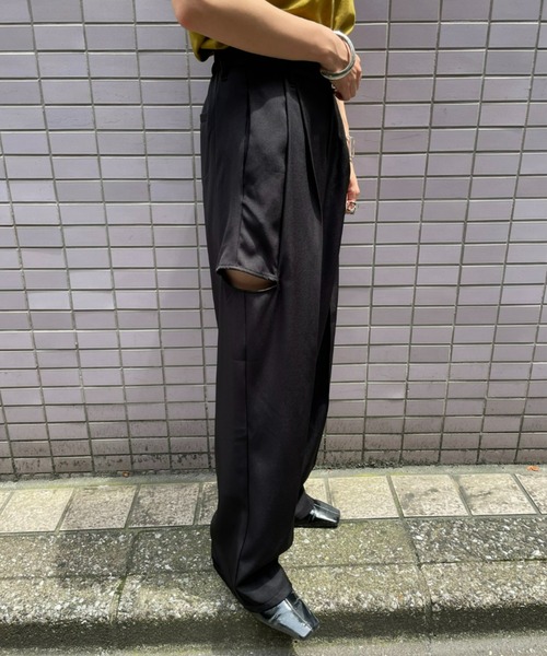 AIC. エーアイシー シースルー切替トップス/センタースリットスラックス シースルー切り替えトップス/セットアップ可能/オケージョン対応