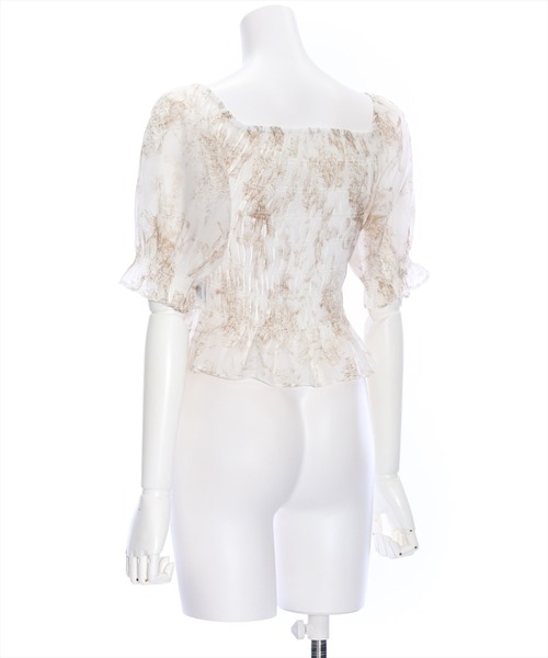 clear（クリア）の「トワルドジュイ柄シャーリング半袖ブラウス （シャツ/ブラウス・レディース・ベージュ/ブルー・F）」の8枚目の写真