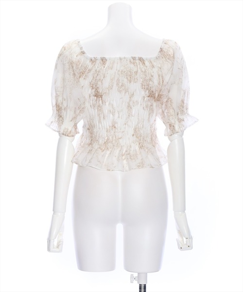 clear（クリア）の「トワルドジュイ柄シャーリング半袖ブラウス （シャツ/ブラウス・レディース・ベージュ/ブルー・F）」の5枚目の写真