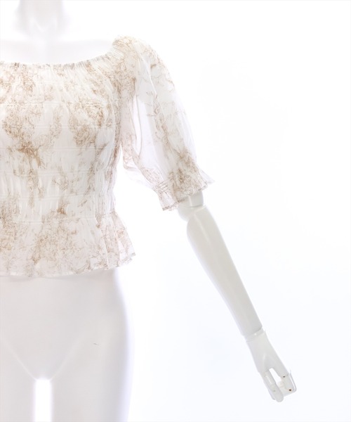 clear（クリア）の「トワルドジュイ柄シャーリング半袖ブラウス （シャツ/ブラウス・レディース・ベージュ/ブルー・F）」の9枚目の写真