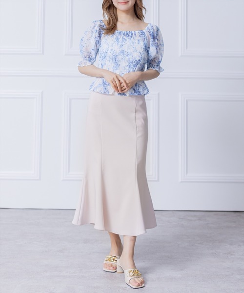 clear（クリア）の「トワルドジュイ柄シャーリング半袖ブラウス （シャツ/ブラウス・レディース・ベージュ/ブルー・F）」の14枚目の写真