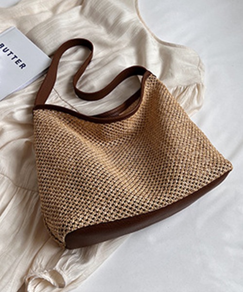 aimoha（アイモハ）の「大容量　手編みトートバッグ（かごバッグ・レディース・ホワイト/ブラウン/ブラック・FREE）」の12枚目の写真