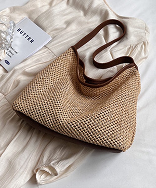 aimoha（アイモハ）の「大容量　手編みトートバッグ（かごバッグ・レディース・ホワイト/ブラウン/ブラック・FREE）」の13枚目の写真