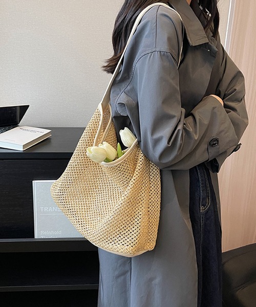 aimoha（アイモハ）の「大容量　手編みトートバッグ（かごバッグ・レディース・ホワイト/ブラウン/ブラック・FREE）」の22枚目の写真