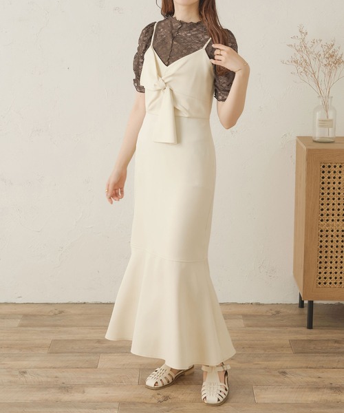 Ambre Neige（アンブルネージュ）の「シアーシャーリングレーストップス／【WEB/EC限定商品】（シャツ/ブラウス・レディース・アイボリー/ダークブラウン・FREE）」の3枚目の写真